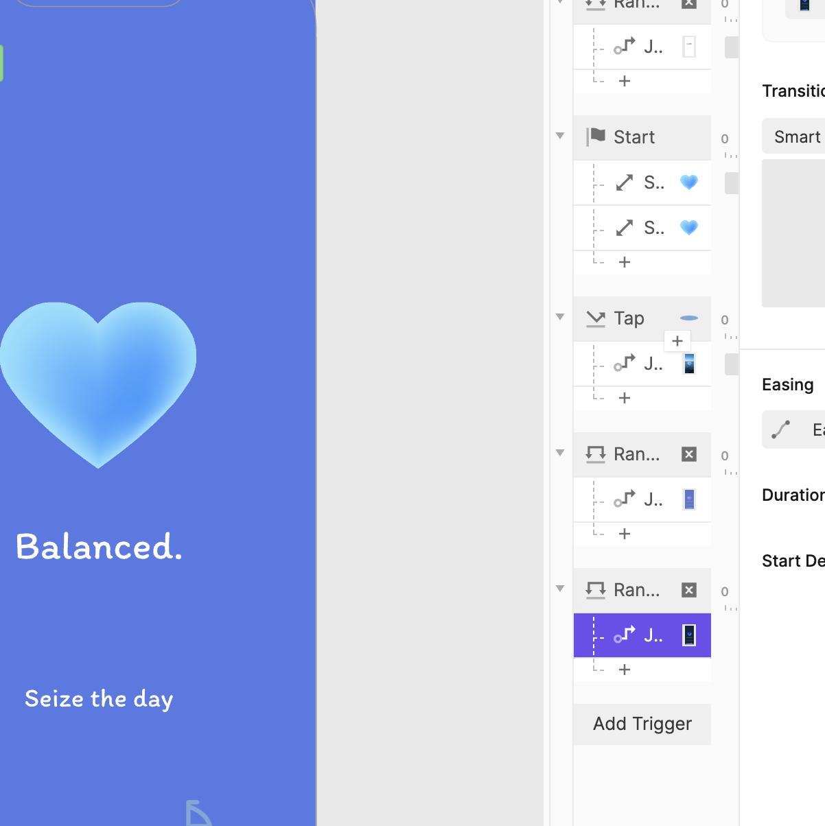 I also wanted to make it so that Protopie keeps reading the heart rate data even when off the landing screen. This makes it so that if the user experiences some sort of change like a spike or a dip, the screen will change to the respective screen.