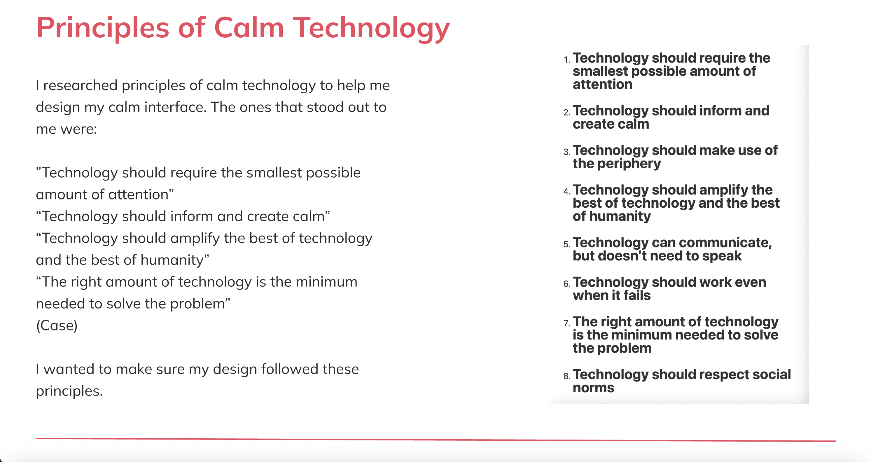 Additional research I did on calm interfaces.